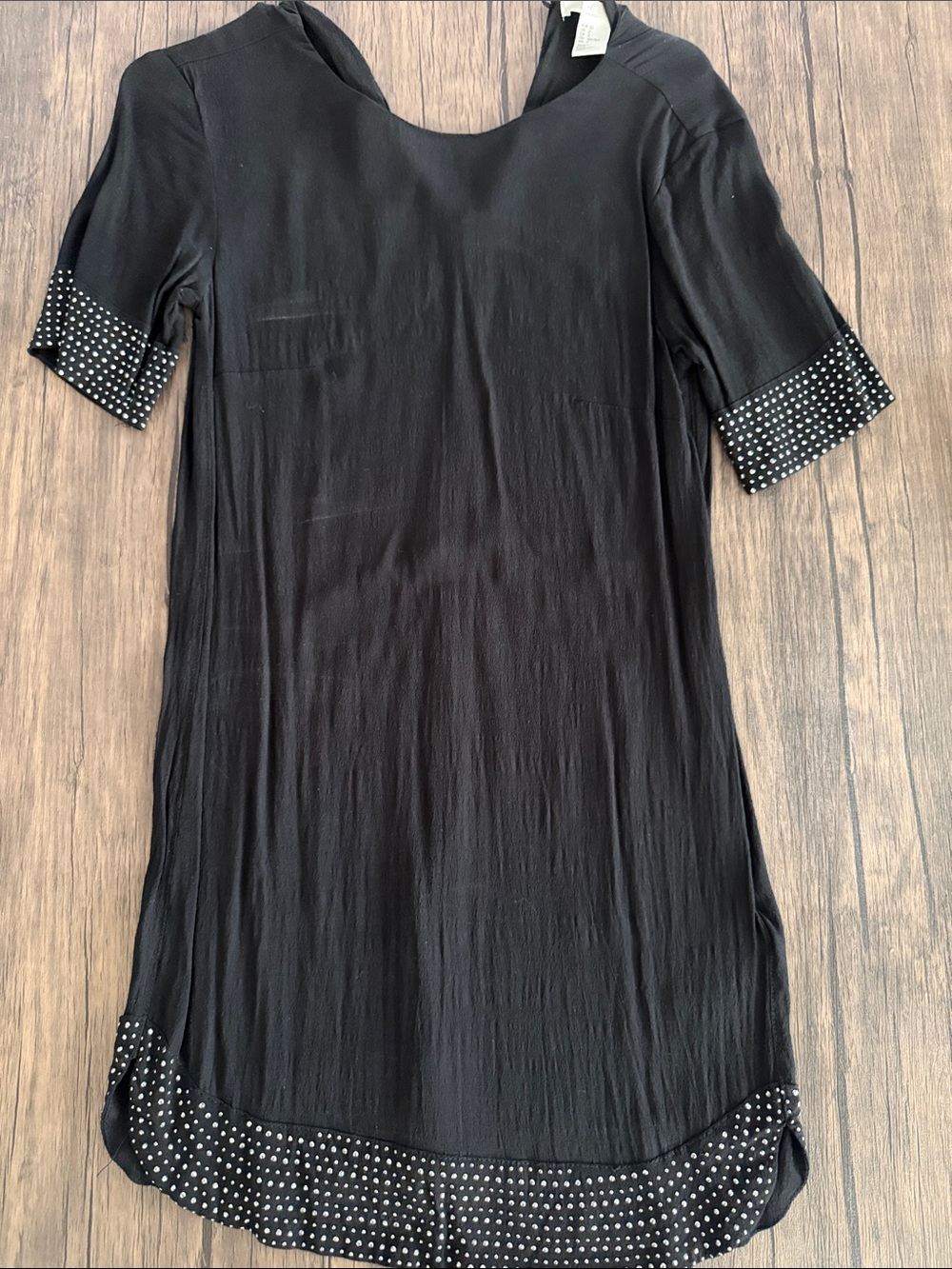 H&M Black Short-Sleeve Tunic with Polka Dot Trim